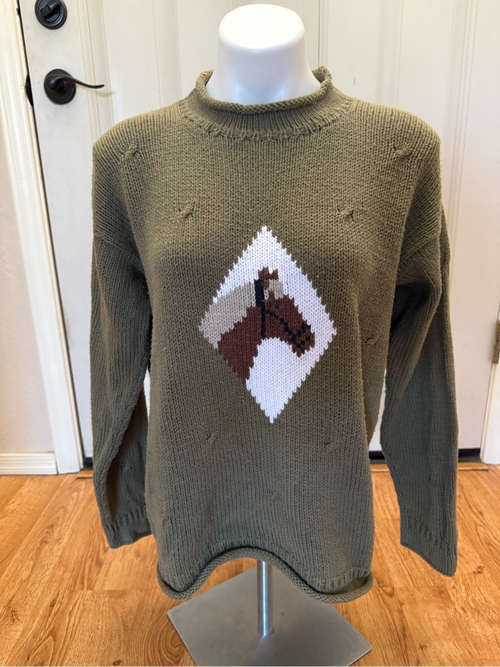 Vintage Rey Wear Hand Knitted Horse Sweater